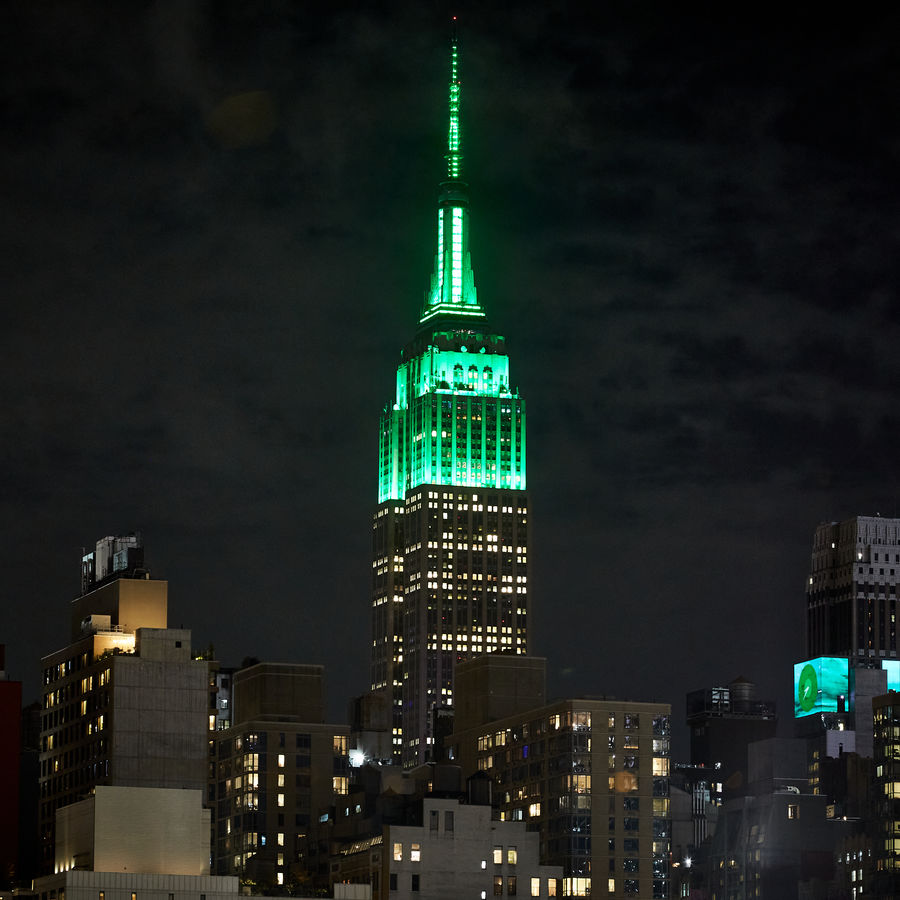 ESB lit in green